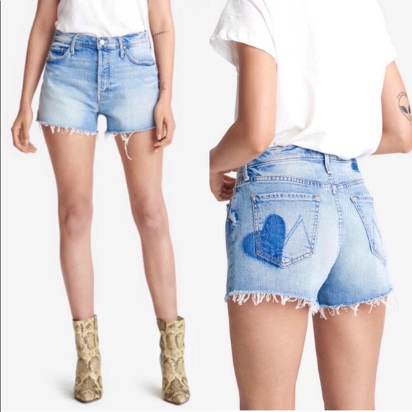 MOTHER Pants - MOTHER Tomcat Denim Shorts I Confess Heart 24 NWT